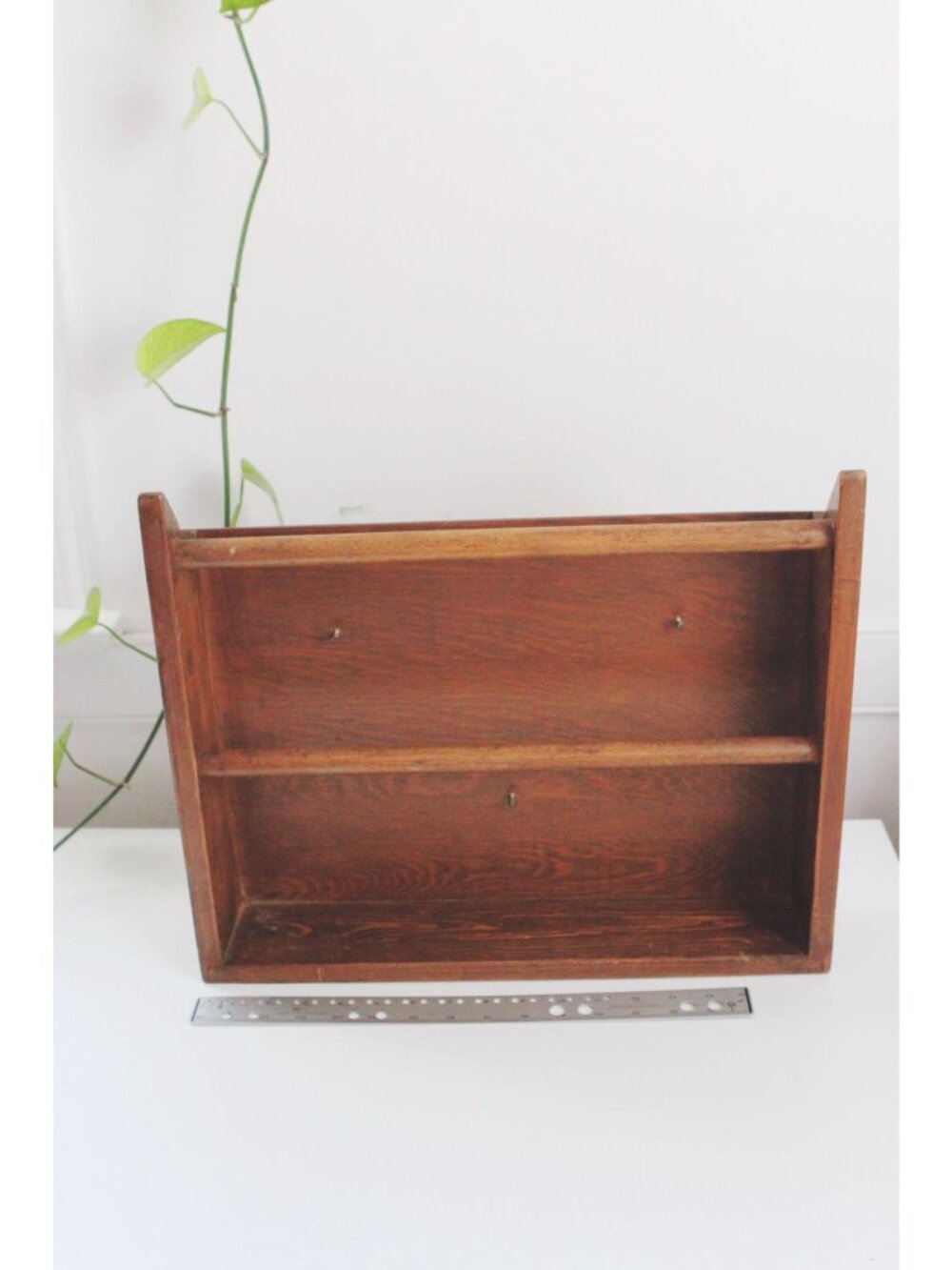 Vintage Wooden Wall Shelf With Two Rods For Display Storage - Trinket Shelf, Tow - Picture 5 of 5